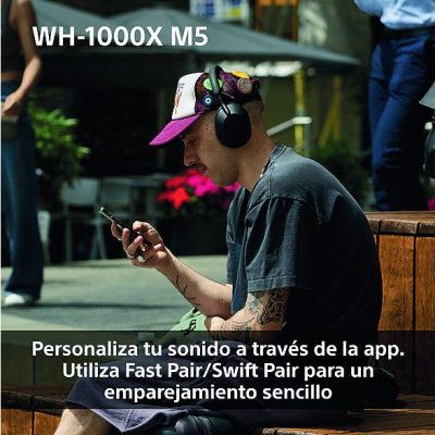 Auriculares inalámbricos - Sony WH1000XM5L, Cancelación ruido (Noise Cancelling), 30h, Hi-Res, Carga Rápida, Con Asistente, Bluetooth, Diadema, Azul