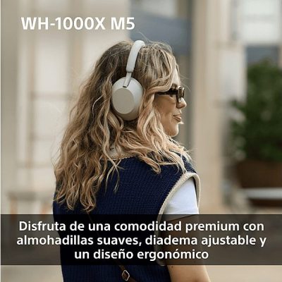 Auriculares inalámbricos - Sony WH1000XM5L, Cancelación ruido (Noise Cancelling), 30h, Hi-Res, Carga Rápida, Con Asistente, Bluetooth, Diadema, Azul