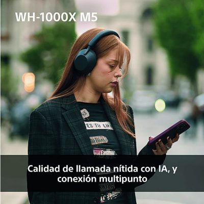 Auriculares inalámbricos - Sony WH1000XM5L, Cancelación ruido (Noise Cancelling), 30h, Hi-Res, Carga Rápida, Con Asistente, Bluetooth, Diadema, Azul