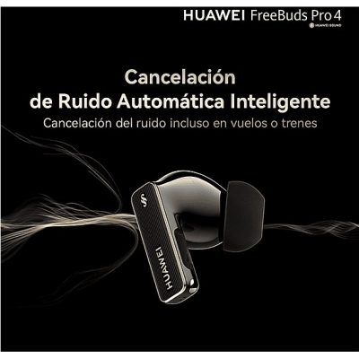 Auriculares True Wireless - Huawei FreeBuds Pro 4, 33h Autonomía, Cancelación de Ruido, Doble Conexión, Blanco