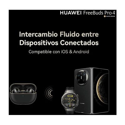 Auriculares True Wireless - Huawei FreeBuds Pro 4, 33h Autonomía, Cancelación de Ruido, Doble Conexión, Blanco