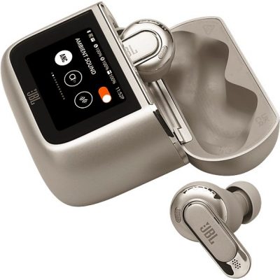 Auriculares True Wireless - JBL Tour Pro 3, Sonido espacial 360, Cancelación de ruido adaptativa, 40 h, Estuche con pantalla, asistente de voz, Latte