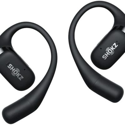 Auriculares True Wireless - Shokz OpenFit 2+, 48h Autonomía, Open-Ear, Resistencia agua IP55, Micrófono con cancelación de ruido, Dolby Audio, Negro