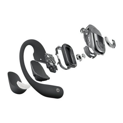 Auriculares True Wireless - Shokz OpenFit 2+, 48h Autonomía, Open-Ear, Resistencia agua IP55, Micrófono con cancelación de ruido, Dolby Audio, Negro