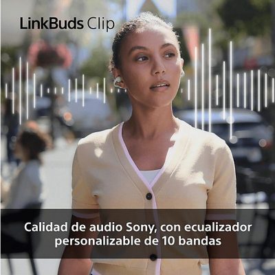 Auriculares True Wireless - Sony LinkBuds Clip, Estilo abierto, 3 modos de escucha, IPX4, Llamadas nítidas, 37 horas, IA, Táctil, iOS/Android, Beige