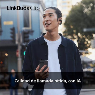 Auriculares True Wireless - Sony LinkBuds Clip, Estilo abierto, 3 modos de escucha, IPX4, Llamadas nítidas, 37 horas, IA, Táctil, iOS/Android, Beige