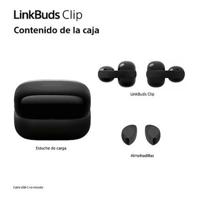 Auriculares True Wireless - Sony LinkBuds Clip, Estilo abierto, 3 modos de escucha, IPX4, Llamadas nítidas, 37 horas, IA, Táctil, iOS/Android, Lavanda