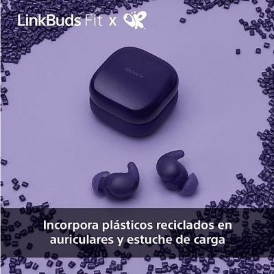 Auriculares True Wireless - Sony LinkBuds Fit, Cancelación de ruido (Noise Cancelling), Bluetooth, HiRes, 21 horas, iOS y Android, Google, IPX4,Morado
