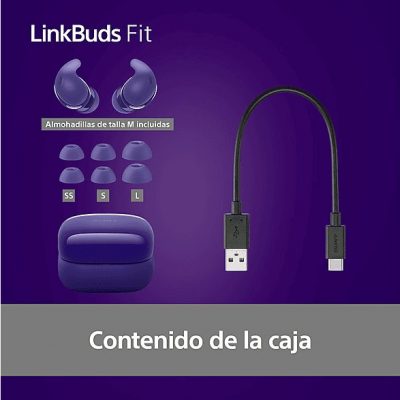 Auriculares True Wireless - Sony LinkBuds Fit, Cancelación de ruido (Noise Cancelling), Bluetooth, HiRes, 21 horas, iOS y Android, Google, IPX4,Morado
