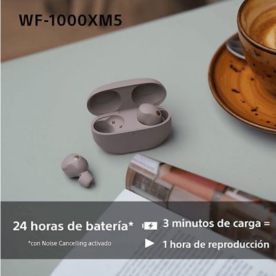 Auriculares True Wireless - Sony WF1000XM5P, Cancelación de ruido (Noise Cancelling), Hi-Res, Google assistant, Alexa, Siri, 24 horas, IPX4, Rosa