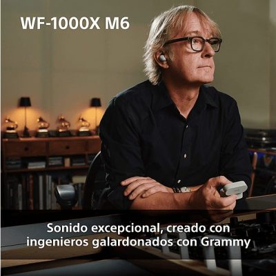 Auriculares True Wireless - Sony WF1000XM6, Cancelación de ruido (ANC), Hi-Res, Bluetooth, Llamadas nítidas, 24 horas, IPX4, iOS/Android, Plata
