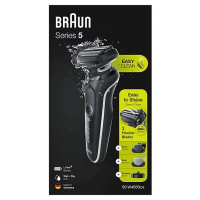 Barbero - BRAUN 50-W4650cs, 50 Min., carga rápida, lavable, afeitado en seco, afeitado en húmedo, Blanco