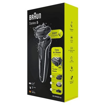 Barbero - BRAUN 50-W4650cs, 50 Min., carga rápida, lavable, afeitado en seco, afeitado en húmedo, Blanco
