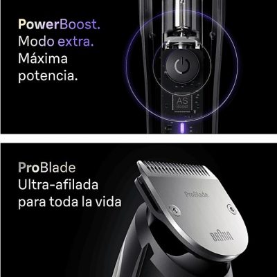 Barbero - Braun Series 9 BT9560, 12 Accesorios para barba, 52 ajustes de longitud, Bloqueo de precisión, Lámina ProBlade, PowerBoost, Wet&Dry, Cromo