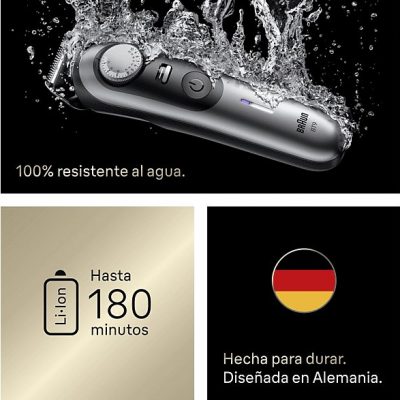 Barbero - Braun Series 9 BT9560, 12 Accesorios para barba, 52 ajustes de longitud, Bloqueo de precisión, Lámina ProBlade, PowerBoost, Wet&Dry, Cromo