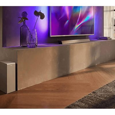 Barra de sonido con subwoofer - PHILIPS TAB8505/10, Bluetooth, Subwoofer Inalámbrico, 200 W, Amazon Alexa, Google Assistant, Plata