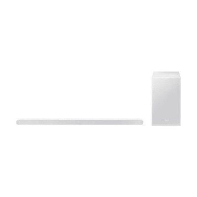 Barra de sonido con subwoofer - SAMSUNG HW-S701D/ZF, Bluetooth, Subwoofer Inalámbrico, 5 W, Google Assistant, Blanco