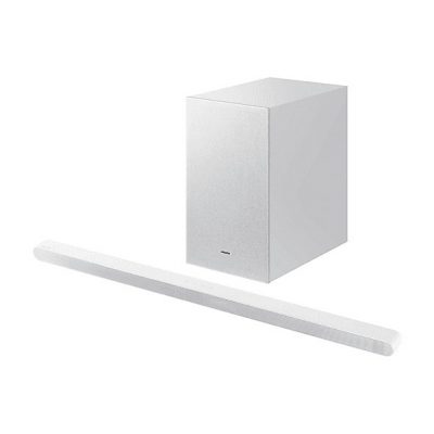 Barra de sonido con subwoofer - SAMSUNG HW-S701D/ZF, Bluetooth, Subwoofer Inalámbrico, 5 W, Google Assistant, Blanco
