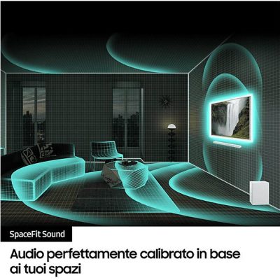 Barra de sonido con subwoofer - SAMSUNG HW-S701D/ZF, Bluetooth, Subwoofer Inalámbrico, 5 W, Google Assistant, Blanco