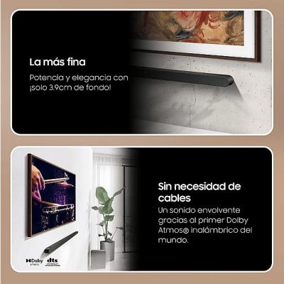 Barra de sonido - Samsung HW-S700D/ZF-ULTRASLIM, Bluetooth, Inalámbrico, 28W, Wi-Fi, Negro