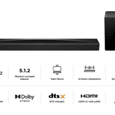 Barra de sonido - TCL Q75HE, Bluetooth, Subwoofer Inalámbrico, 780 W, Negro titantio