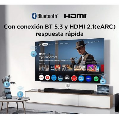 Barra de sonido - TCL Q75HE, Bluetooth, Subwoofer Inalámbrico, 780 W, Negro titantio