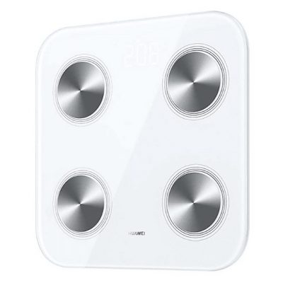 Báscula de baño - HUAWEI 55026228, Peso máximo 150 kg, Batería/s AAA, Indicador Masa Corporal (IMC), Bluetooth, Blanco