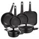 Batería de cocina - BERGNER PK8742, 2.2 l, Aluminio forjado, Negro