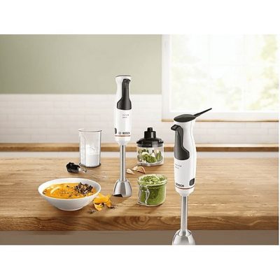 Batidora de mano - BOSCH MSM4W421, 800 W, Totalmente variable velocidades, Negro, Blanco