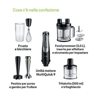 Batidora de mano - BRAUN Minipimer 9 MQ9187XLI, 1200 W, 3 velocidades, Negro