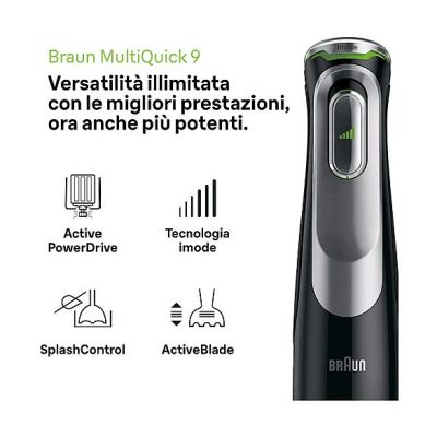 Batidora de mano - BRAUN Minipimer 9 MQ9187XLI, 1200 W, 3 velocidades, Negro