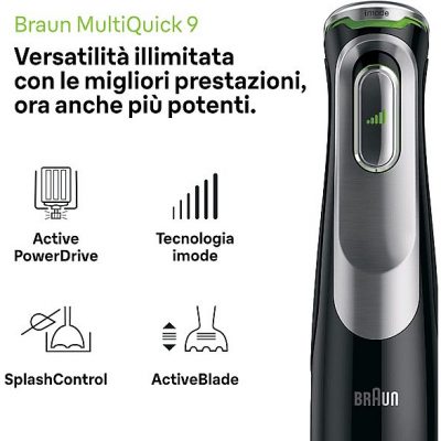 Batidora de mano - BRAUN MQ9195XLI, 1200 W, Totalmente variable velocidades, Inox