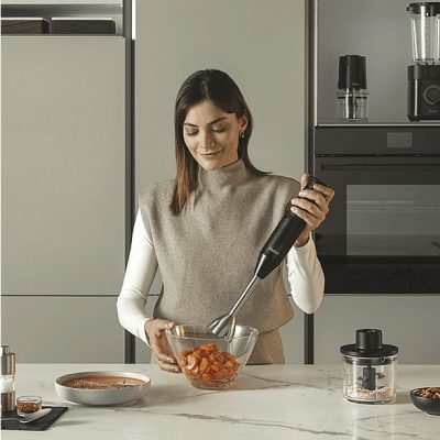 Batidora de mano - HAIER HHB5B5 011, 1000 W, 4 velocidades, Negro