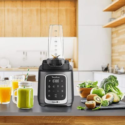 Batidora de vaso - Moulinex InfinyMix+ LM91HD, 1600 W, 2.6 L, 6 Cuchillas, 10 velocidades, Tecnología Powelix, 5 Programas, Vaso Tritan, Titanio