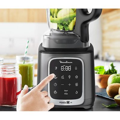 Batidora de vaso - Moulinex InfinyMix+ LM91HD, 1600 W, 2.6 L, 6 Cuchillas, 10 velocidades, Tecnología Powelix, 5 Programas, Vaso Tritan, Titanio