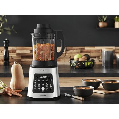 Batidora de vaso - Moulinex Perfectmix Cook LM835D, 1400 W, 2 L, 6 Cuchillas Powelix, Recetas Frías y Calientes, 10 programas, Táctil, Inox.