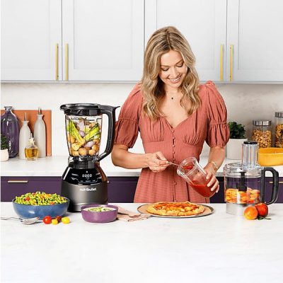 Batidora de vaso - nutribullet Triple Prep System, 1.500 W, Jarra de 1.8 l, Procesador de 1.65 l, Vasos portátiles de 0.9 l y 0.7 l, Táctil, Negro