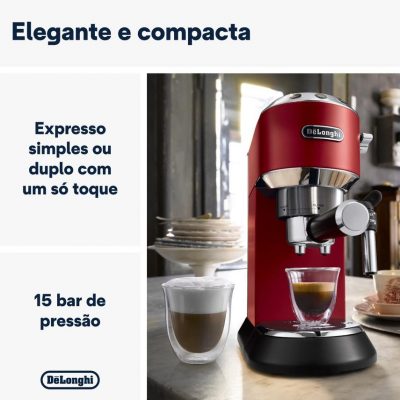 Cafetera DELONGHI Dedica Style EC685.R (15 bar - Rojo)
