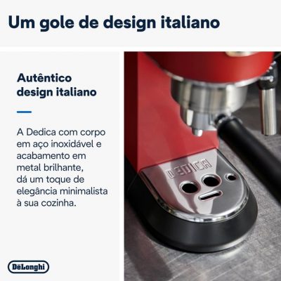 Cafetera DELONGHI Dedica Style EC685.R (15 bar - Rojo)
