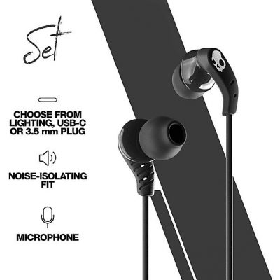 Deportivo  - AURICULARES SKULLCANDY SET IN-EAR W/MIC1 + LIGHTNING - BLACK SKULLCANDY, Intraurales, Negro