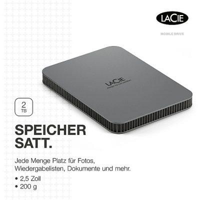 Disco duro externo 2 TB - LACIE STLR2000400, 2,5 HDD
