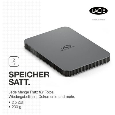 Disco duro externo 2 TB - LACIE STLR2000400, 2,5 HDD