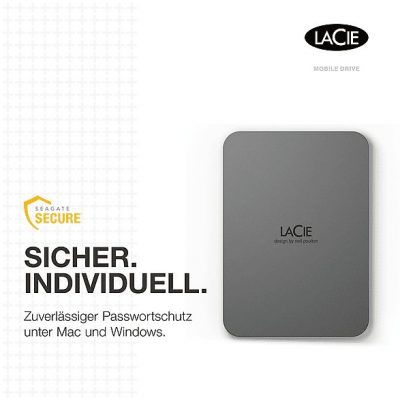 Disco duro externo 4 TB - LACIE STLR4000400, 2,5 ", HDD, Gris