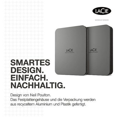 Disco duro externo 4 TB - LACIE STLR4000400, 2,5 ", HDD, Gris