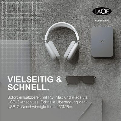 Disco duro externo 4 TB - LACIE STLR4000400, 2,5 ", HDD, Gris