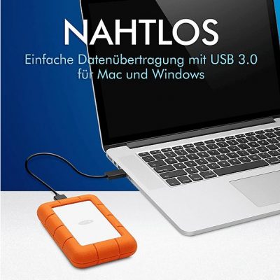 Disco duro externo 5 TB - LACIE STJJ5000400, 2,5 ", HDD, Plateado + naranja