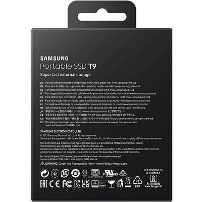 Disco duro SSD externo 1 TB - Samsung, T9, MU-PG1T0B/EU, USB-C,2000 MB/s, Negro