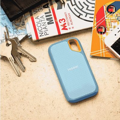 Disco duro SSD externo 1TB - SanDisk Extreme Portable SSD, 2.5", Hasta 1050 MB/s, NVMe, USB 3.2, IP65, Azul
