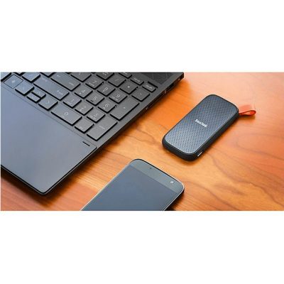 Disco duro SSD externo 1TB - SanDisk Portable SSD, Portátil, USB 3.2 Gen 2, Lectura de hasta 800 MB/s, Gancho de goma, Gris