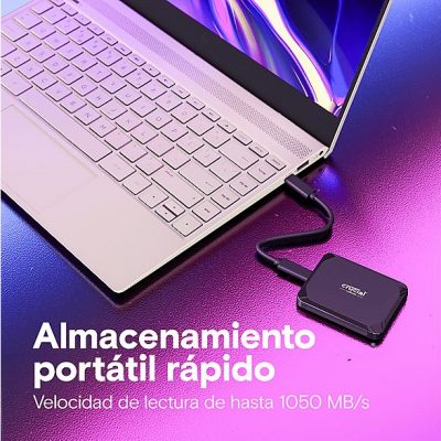 Disco duro SSD externo 4 TB- Crucial X9, USB-C, Portátil, Negro